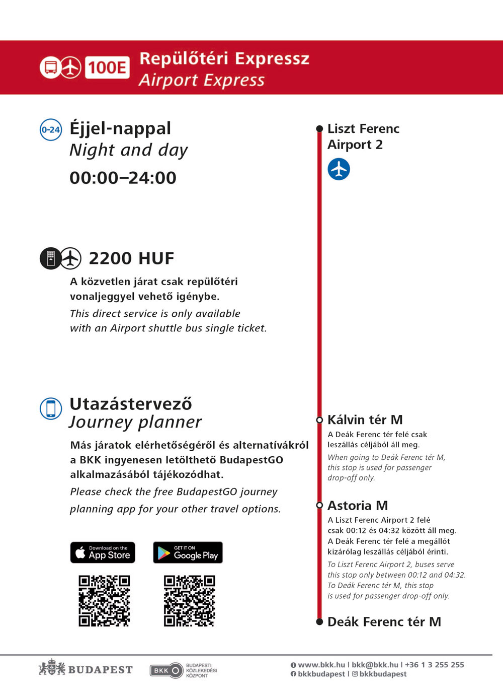 Budapest Flughafen Bus 100e
