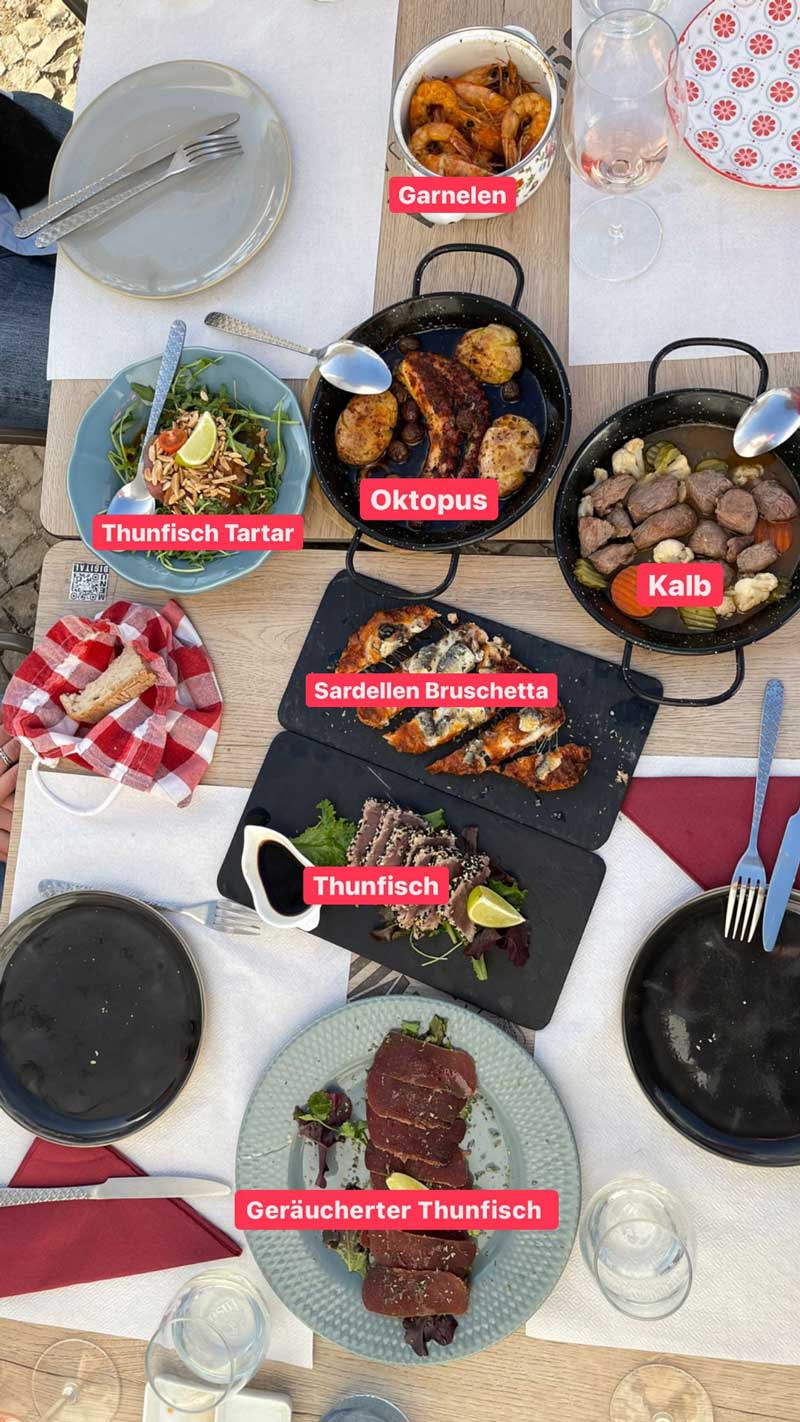 Unser Tapas-Tisch im Ti Maria, Tavira