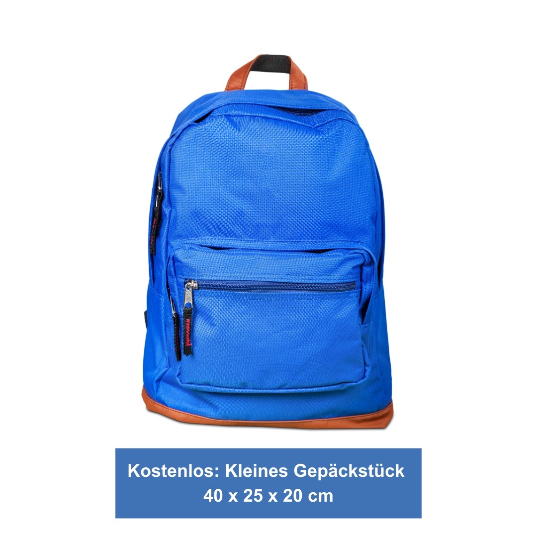 Ryanair kostenloses kleines Gepäckstück 40 x 30 x 20 cm